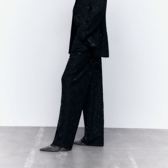 Zara Sequin Lace Pants New Limited - Picture 4 of 8